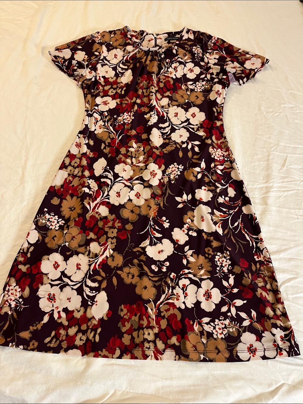 Tommy Hilfiger Floral Midi Dress in Plum, Cream & Red